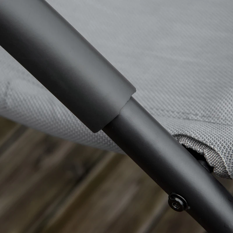 Outsunny Chaise longue à bascule rocking chair ergonomique avec tétière accoudoirs métal galvanisé textilène Gris
