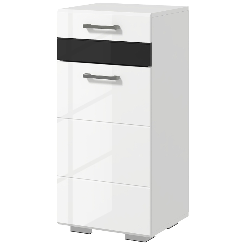 kleankin Mobiletto Bagno in MDF con Cassetto e Armadietto con Ripiano Interno Regolabile, 37x32.5x79 cm, Bianco