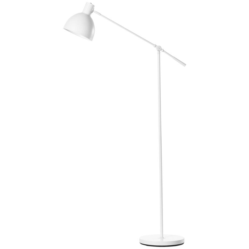 HOMCOM Lámpara de Pie para Salón con Brazo Oscilante Altura Ajustable y Pantalla Giratorio 90° Ø30x131-155 cm Blanco