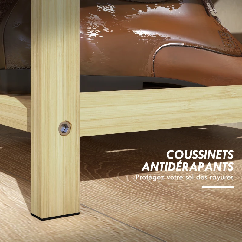 HOMCOM Banc meuble à chaussures pour entrée avec 2 étagères à lattes en bambou et 1 tiroir 55 x 35 x 46 cm naturel
