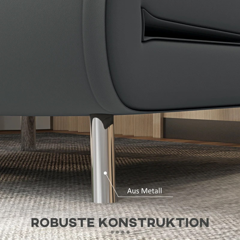 HOMCOM Liegesessel Sessel mit Liegefunktion Schlafsessel, Knopfheftung, Leinenoptik, 77 cm x 88 cm x 83 cm, Dunkelgrau(m-6)