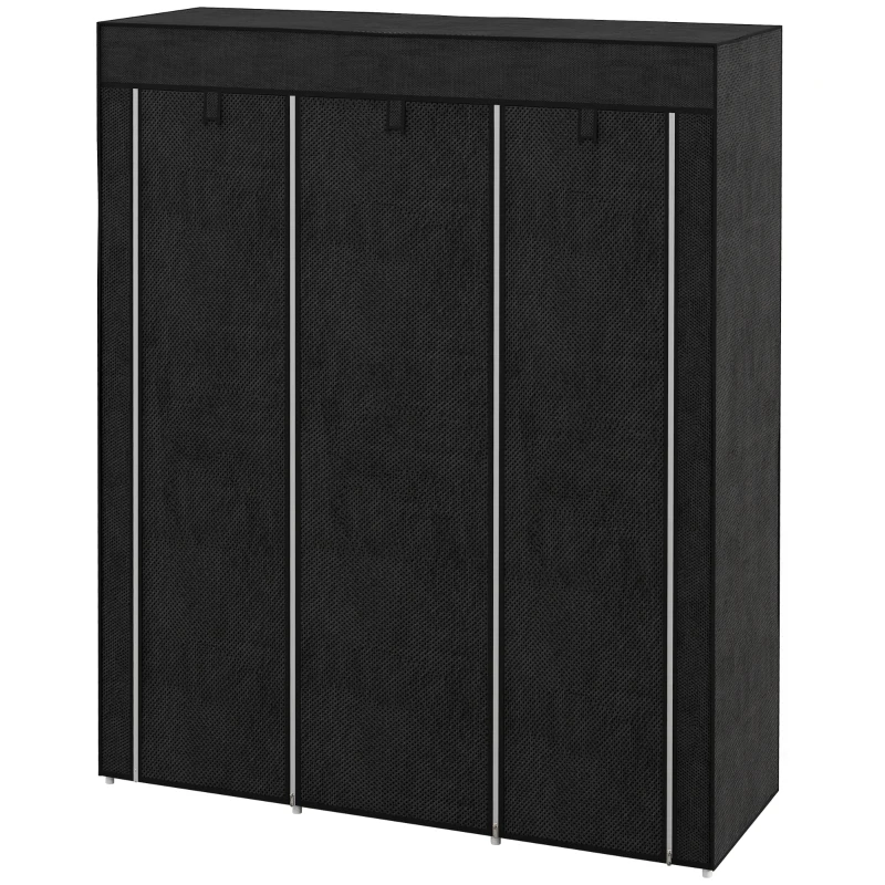 HOMCOM Fabric Wardrobe, with Rails and Shelves - Black