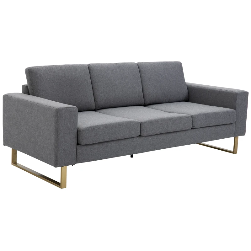 Homcom Canapé 3 Places Design Contemporain Gris Chiné 200 x 82 x 78 cm