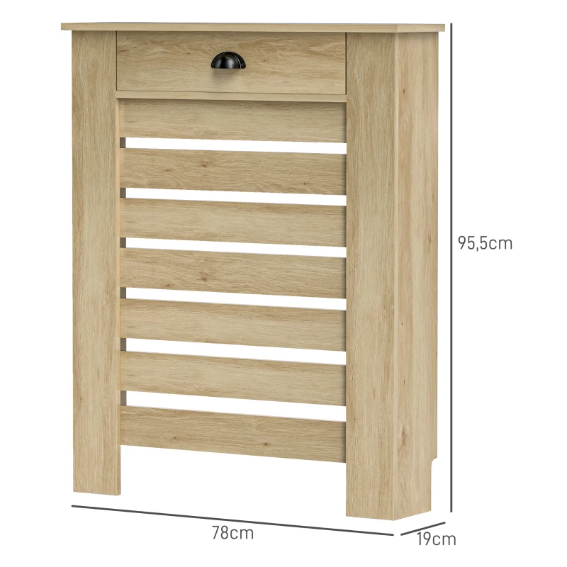HOMCOM Cubre Radiadores de MDF con Cajón Cubierta para Radiador para Salón Dormitorio Pasillo 78x19x95,5 cm Roble(m-3)