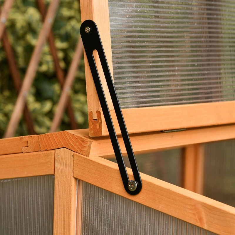 Outsunny Mini Serre de Jardin Serre à tomates dim. 90L x 80l x 58H cm toits ouvrables Panneaux de Polycarbonate Bois Sapin pré-huilé