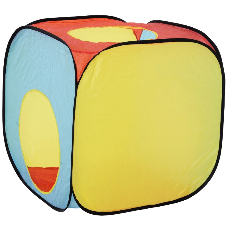 HOMCOM 3 en 1 Casa de Juegos Infantil Tienda de Campaña para Niños Mayores de 3 Años Plegable con 2 Casita Tela Túnel Ventanas de Ventilación 230x70x89 cm Multicolor