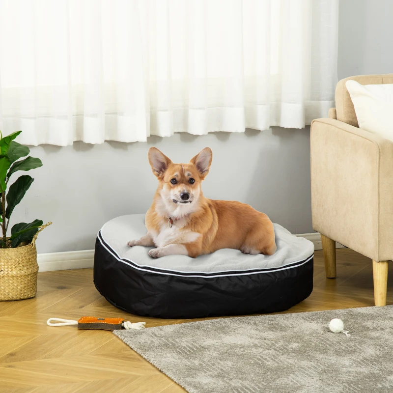 PawHut Cama para Perros y Gatos Lavable Colchón para Perros Medianos con Funda Desenfundable 80x72x18 cm Gris y Negro