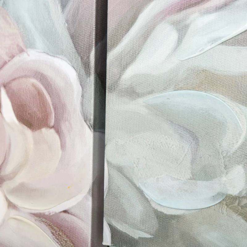 HOMCOM Stampa su Tela con Peonie, 5 Pezzi per Casa e Ufficio, Tela in Legno di Pino e Vernice ad Acqua, 200x100cm, Multicolore