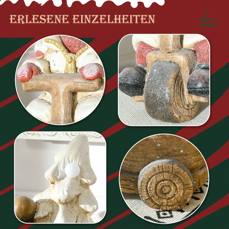 HOMCOM Weihnachtsdeko, Rentier mit Weihnachtsbaum, warme LED-Beleuchtung, Batteriebetrieb, In- und Outdoor, 44 cm