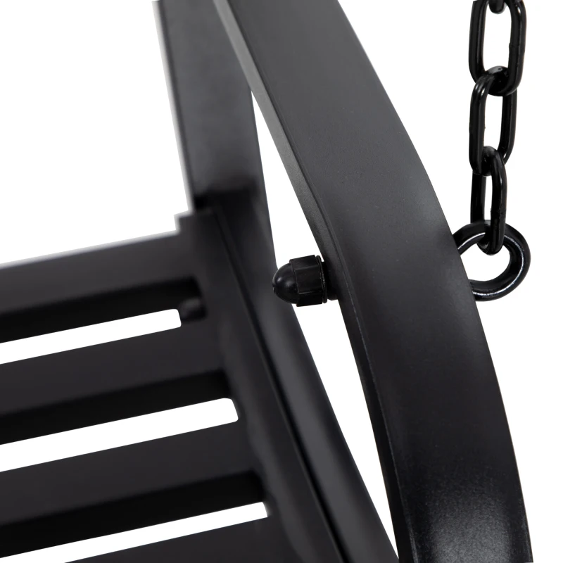 Outsunny Banco Columpio de 2 Plazas Banco Colgante con Reposabrazos para Jardín Terraza Exterior 127x59,5x52 cm Negro