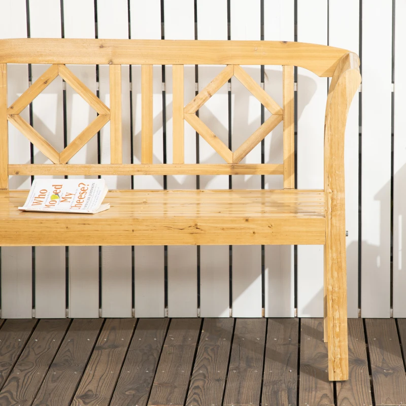 Outsunny Gartenbank im Landhausstil, wetterbeständig, Massivholz,116 cm x 53 cm x 83 cm, Natur