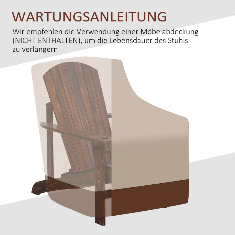 Outsunny Adirondack-Gartenstuhl mit Becherhalter Gartenliege Balkonstuhl Massivholz Verkohlt 72 x 95 x 93 cm