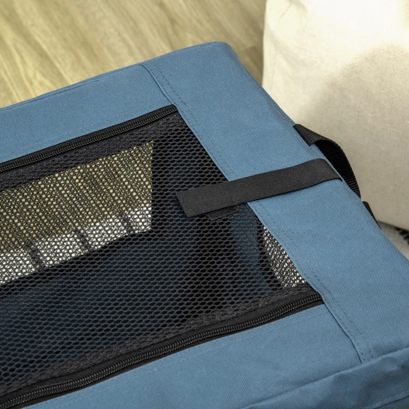PawHut Transportín para Perros y Gatos Bolsa para Mascotas Transportador de Perros 48,5x34x34 cm Azul