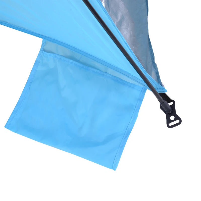 Outsunny Tente de plage abri de plage XXL pliable dim. 2,50L x 1,40l x 1,40H m 3 fenêtres sacs transports inclus polyester bleu ciel