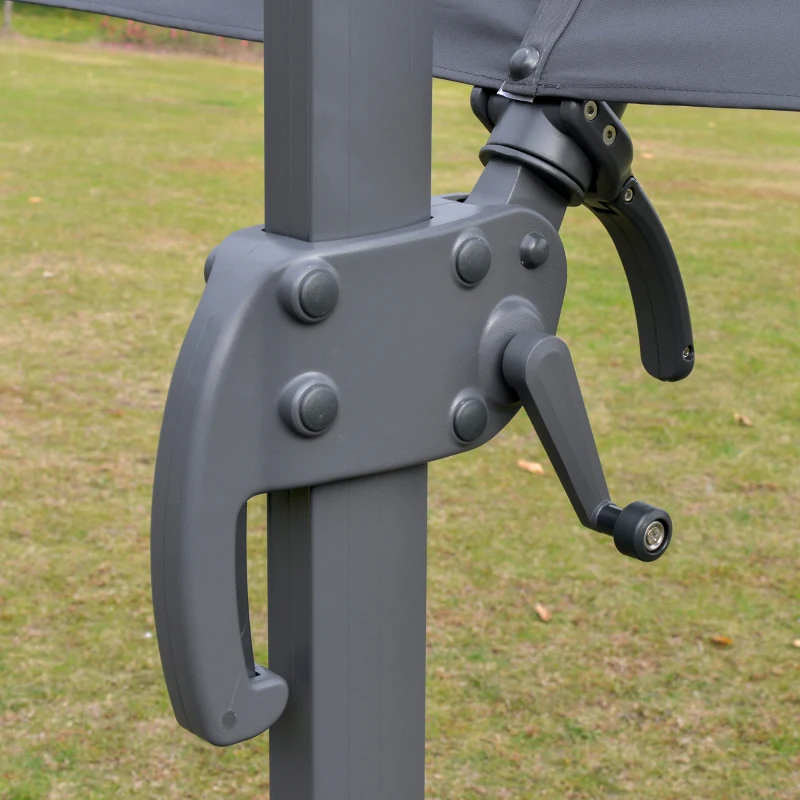 Outsunny Sonnenschirm 3x3m Ampelschirm Alu Roma Schirm mit Solar-LED-Lichtern neigbar Dunkelgrau