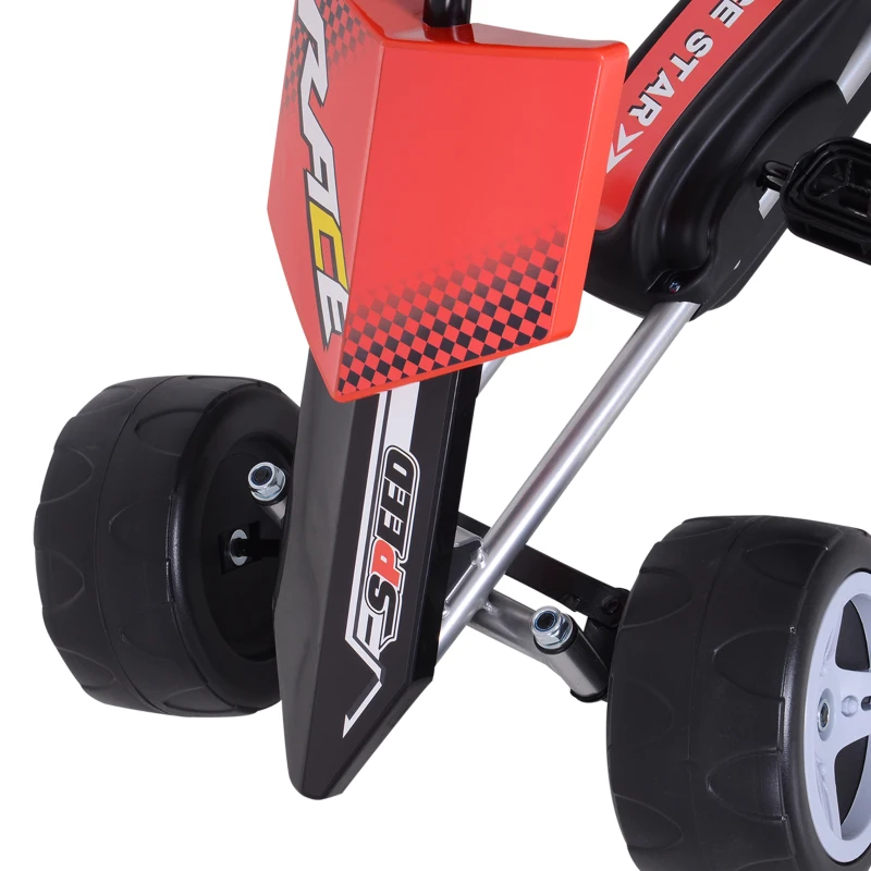 HOMCOM Coche de Pedales Go Kart con Asiento Ajustable Carga 30kg Go Kart Racing Deportivo para Niños 3 Años Juguete Exterior 80x49x50cm Acero