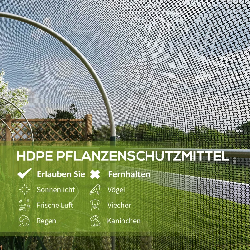 Outsunny Vogelschutznetz, Pflanzenschutz, robust, Tür mit Reißverschluss, 120x360x188 cm, Schwarz/Silber