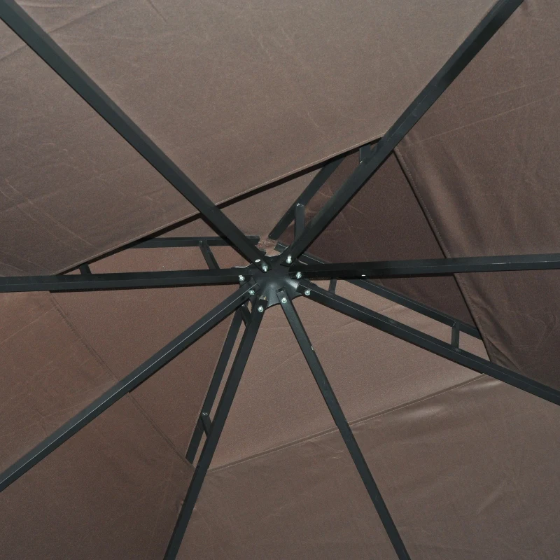 Outsunny 3 x 3 m Garden Gazebo Double Roof Marquee Patio Wedding Party Tent Canopy Shelter with Sidewalls (Brown)