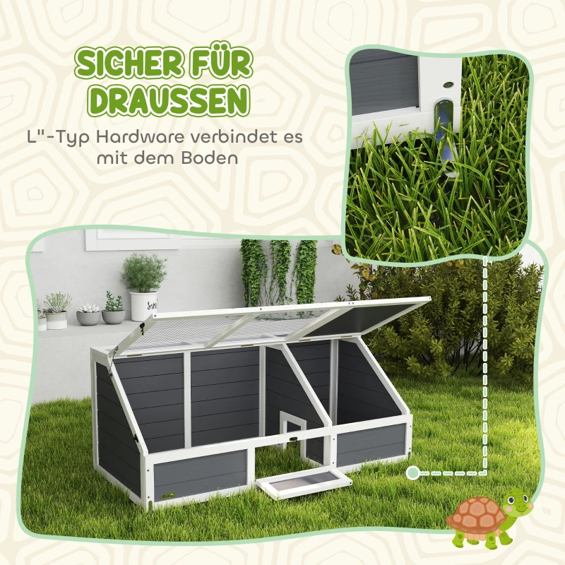 PawHut Schildkrötenbox, Outdoor Schildkrötengehege, bodenloses Design, leicht zu öffnen, Schildkrötenhaus, Hellgrau(m-4)