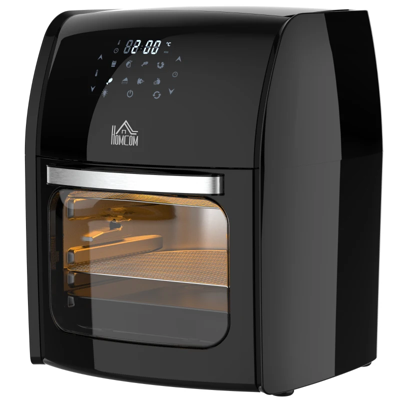 HOMCOM 12L 8 in 1 Digital Air Fryer Oven with Roast, Bake, Dehydrate, 8 Preset Modes, Rapid Air Circulation, Timer, Inner Light, Memory Function, 1800W, Dish Wash Accessory, Black