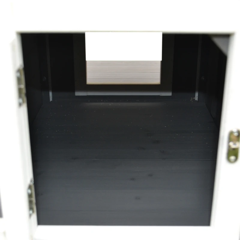 PawHut Cuccia per Gatti Rialzata con Balconcino e Tetto Impermeabile da Giardino Legno 115x66.5x74.7cm Grigio