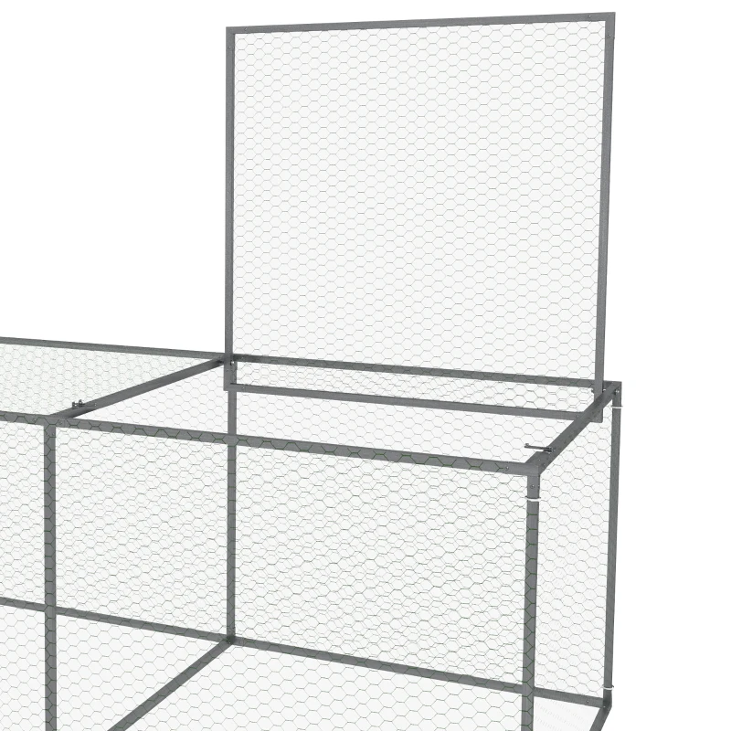 PawHut Enclos poulailler cage clapier extérieur 3 m² pour petits animaux dim. 3 x 1 x 0,8 m acier galvanisé