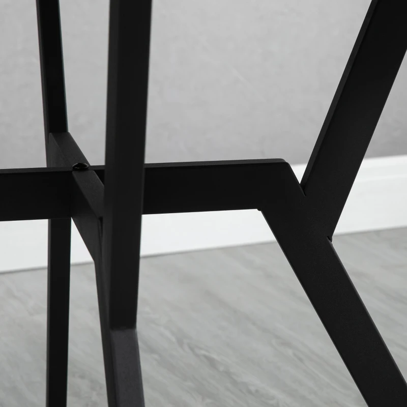 HOMCOM Mesa de Comedor Redonda de Estilo Industrial con Encimera de Madera y Marco de Acero Ø90x76 cm Marrón