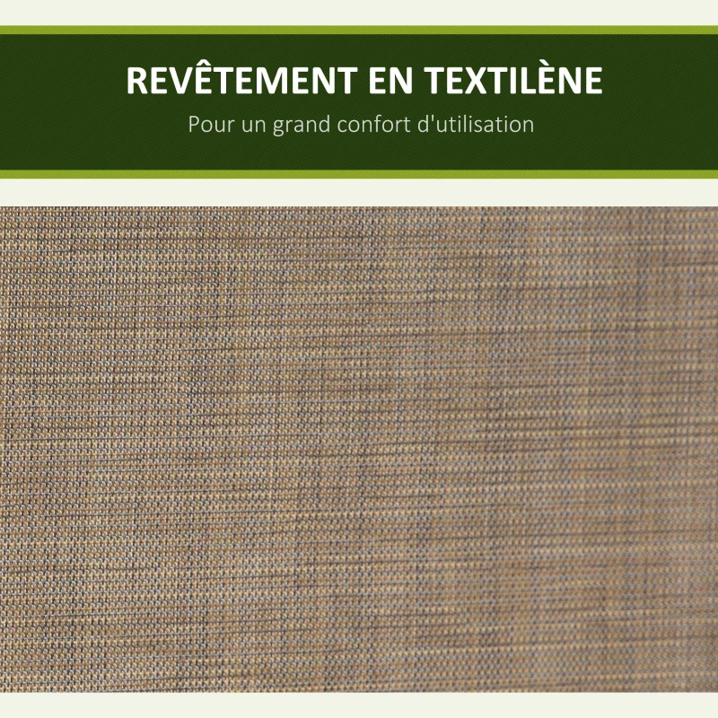 Outsunny Balancelle de Jardin 3 Places Toit Inclinaison réglable Assise Dossier Ergonomique 2 Pochettes Rangement métal époxy alu. textilène marron
