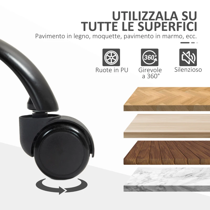 HOMCOM Sedia da Ufficio con Altezza Regolabile e Tessuto a Rete, Seduta Girevole e Inclinazione, Nero