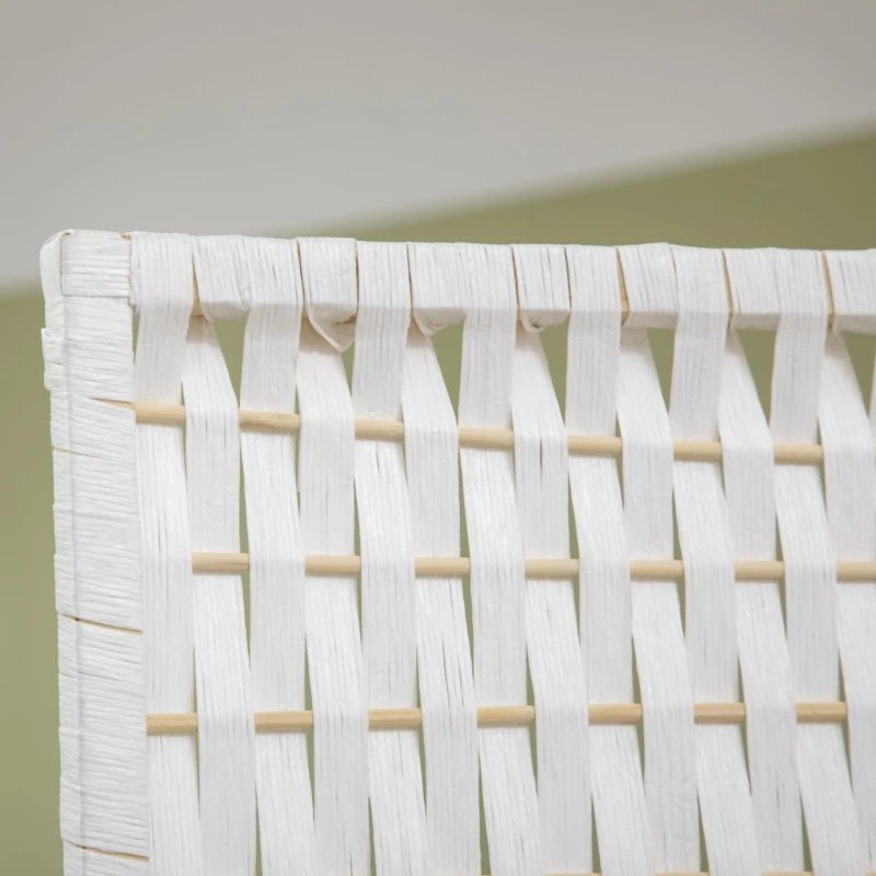 HOMCOM Biombo Separador de Ambientes Plegable con 2 Estantes de Madera de Pino y Fibra de Papel 181x180 cm Blanco