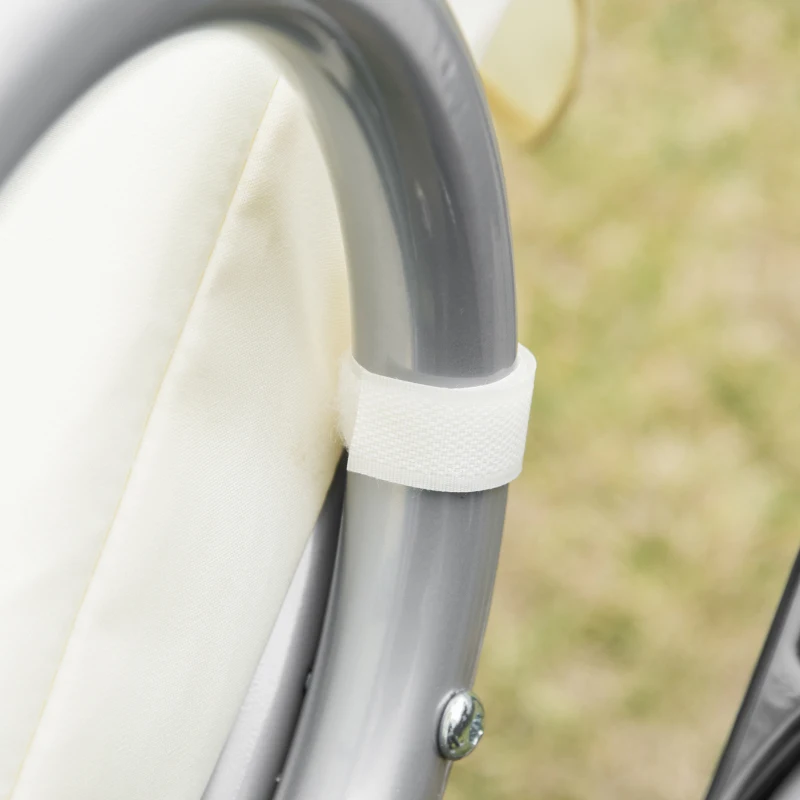 Outsunny Dondolo Letto da Giardino 3 Posti con Tetto Regolabile e 2 Portabicchieri, 200x120x164 cm, Crema