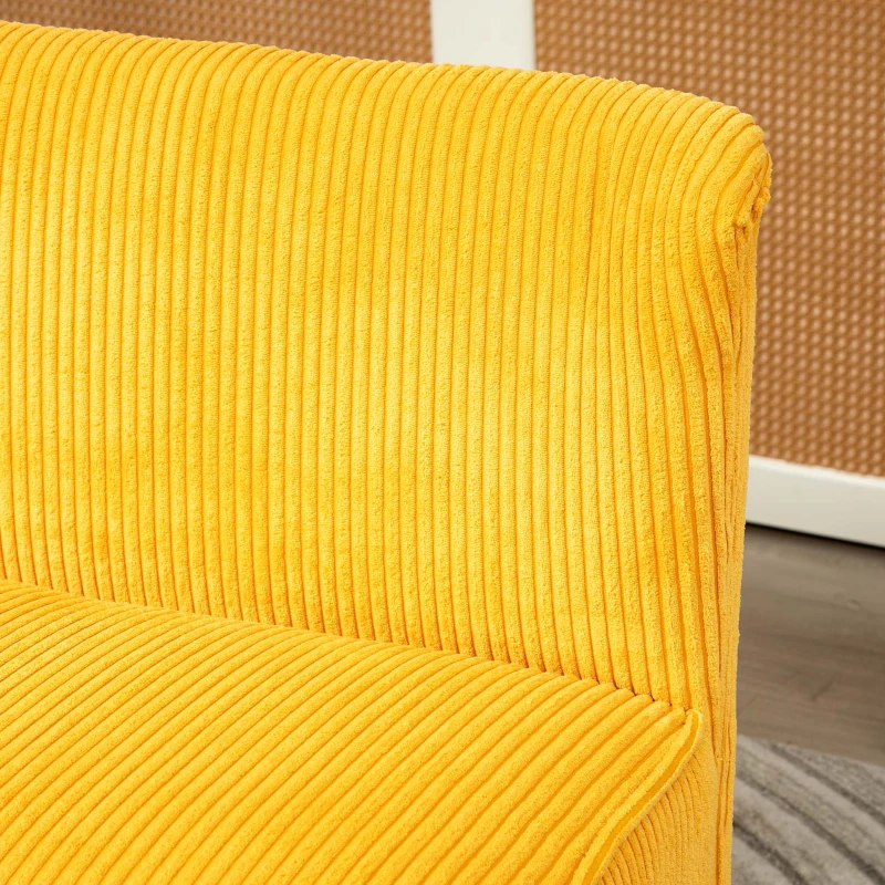 HOMCOM Zweisitzer-Sofa, elegantes Skandi Design, massiver Holzrahmen, bis 150 kg, 117 x 56,5 x 77 cm, Gelb(m-9)