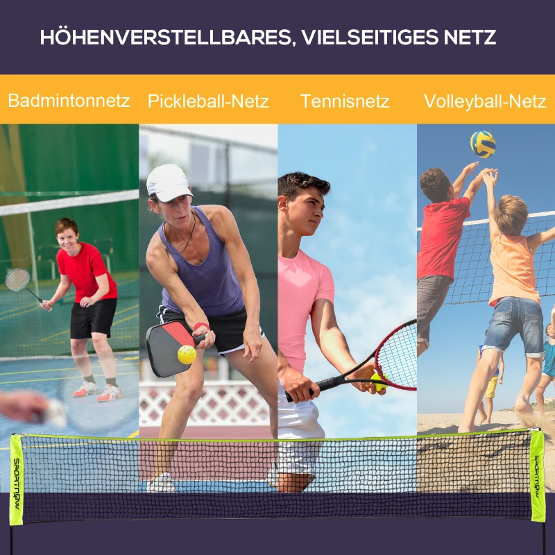 SPORTNOW Badmintonnetz höhenverstellbar 107-155 cm, für Badminton, Tennis, Pickleball, Volleyball, inkl. Tasche