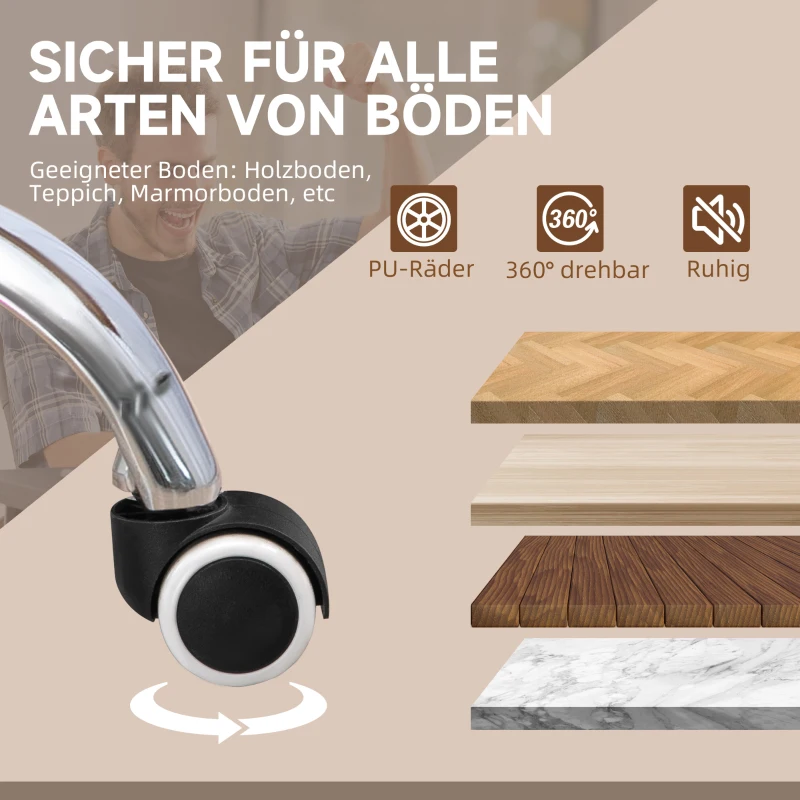 HOMCOM Bürostuhl Schreibtischstuhl Chefsessel, mit Fußstütze, höhenverstellbar, 145° Neigungswinkel, 66 x 70 x 119 cm, Schwarz