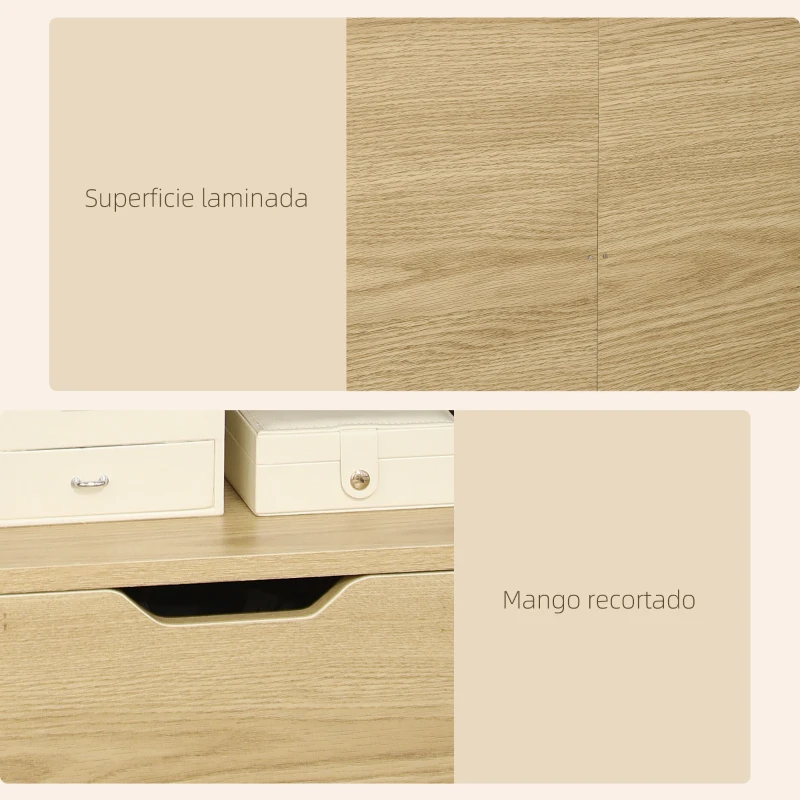 HOMCOM Mesita de Noche Mesilla de Noche Moderna con Cajón y Estantes de Almacenamiento para Salón Dormitorio 45x35x73cm Natural