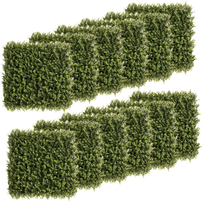 Outsunny 12 Stück künstliches Pflanzenwand Hecke 50x50 cm UV-Schutz Sichtschutz Schwimmer Gras Design Heckenpflanze für Garten Outdoor Dekor