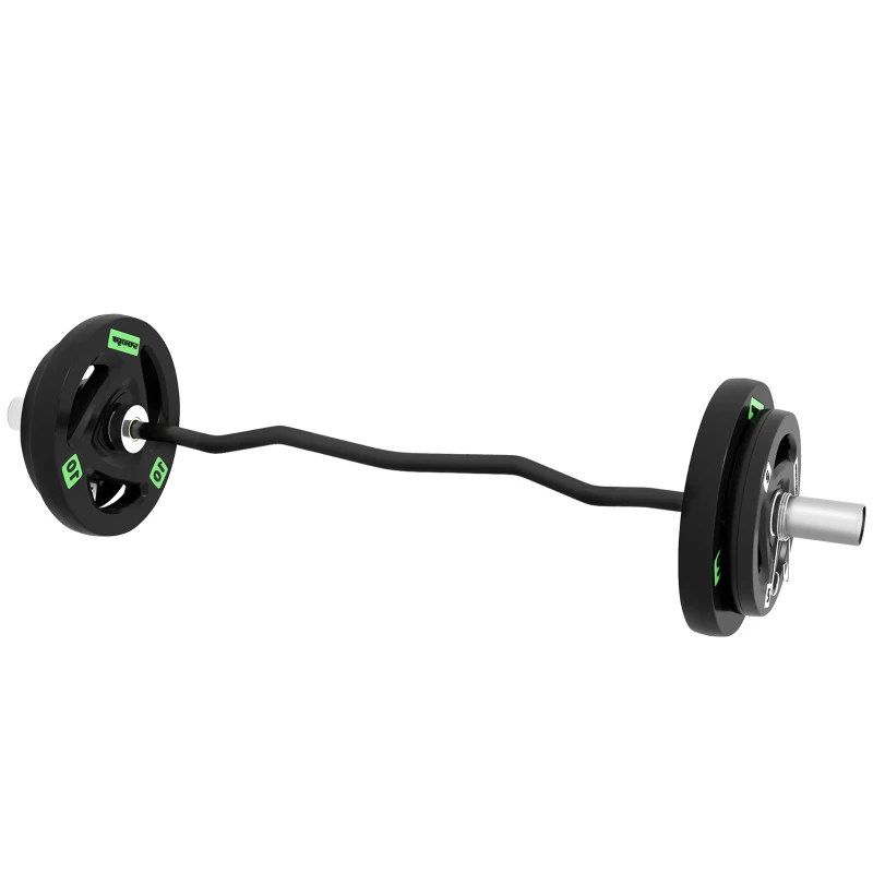 SPORTNOW Curl Bar with 30kg Weight Plates, Barbell Bar for 5cm Weight Plates, Home Gym Weight Lifting Bar, 120cm, 38kg