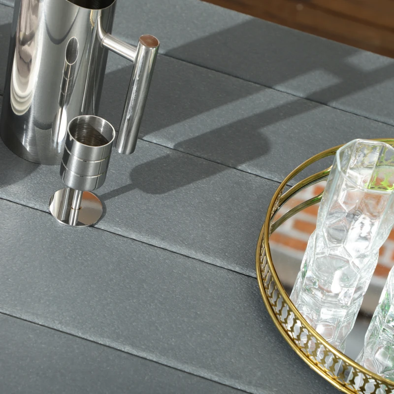 Outsunny Bierzeltgarnitur Sitzgruppe für 4 Personen 2-in-1 Design Biertisch mit 2 Bierbänken, dunkelgrau, 150x140x74 cm