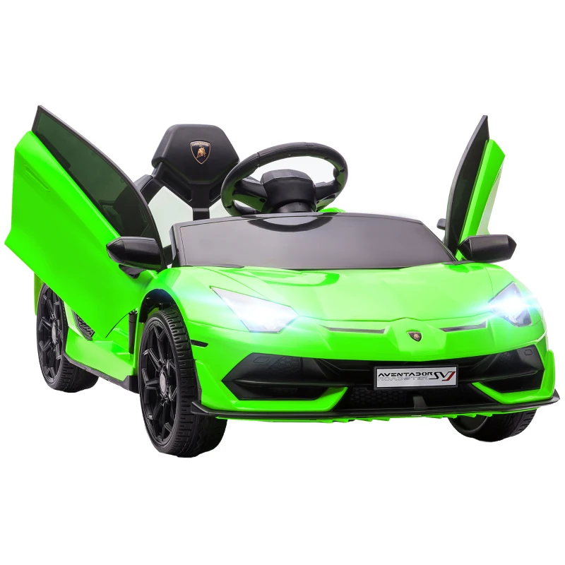HOMCOM Voiture électrique pour enfants licence Lamborghini Aventador SVJ 12V avec portes papillon télécommande 3-5 KM/H vert(m-10)