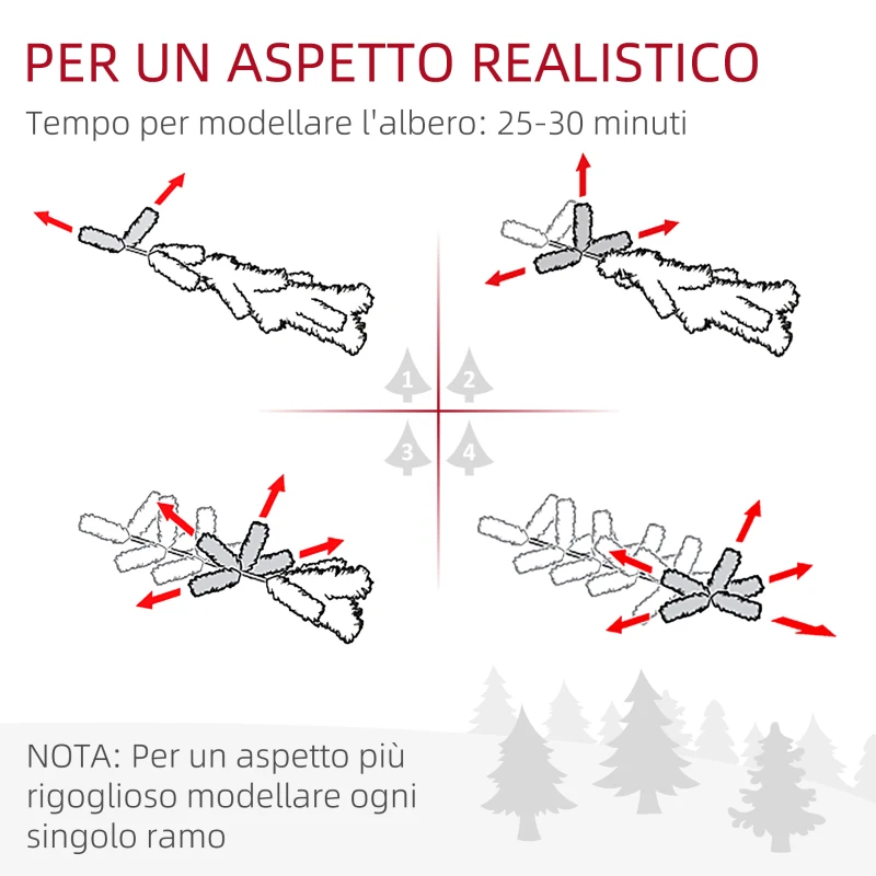 HOMCOM Albero di Natale Artificiale Ø110 x180 cm con 1000 Rami in Acciaio e Plastica Verde