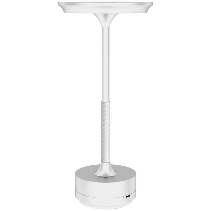 HOMCOM Lampada Senza Filo Touch Luce LED 3 Tonalità e Batteria Ricaricabile, Ø13x28.5cm, Argento