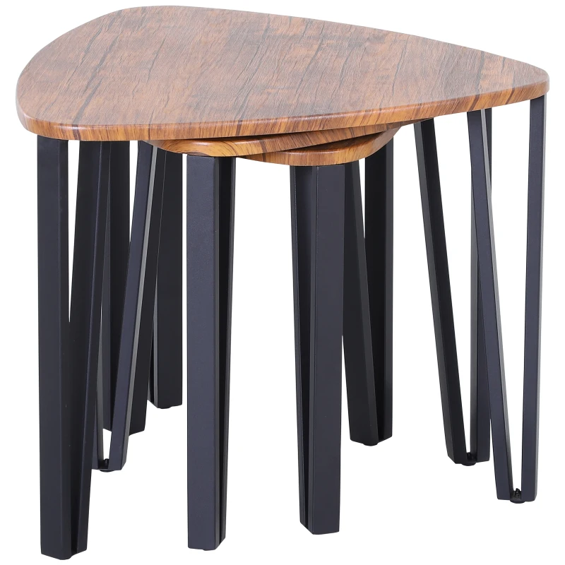 HOMCOM 3 Mesitas de Café Mesa de Centro Minimalista Patas de Acero con Funda de Plástico Mesa Nido para Salón Sofá 56x54.2x45.4cm