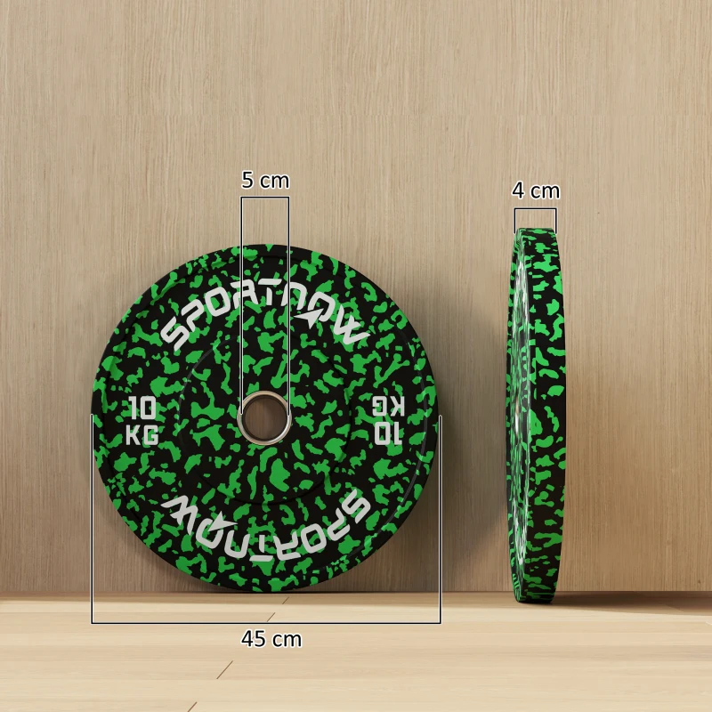 SPORTNOW Olympic Weight Plates with 5cm Holes, for Weight Lifting, 2 x 10kg