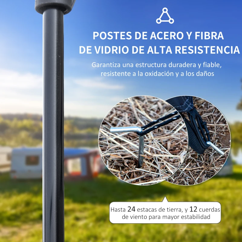 Outsunny Tienda de Campaña Familiar tipo Túnel 6 Personas Tienda Camping Impermeable PU3000 mm Resistente al Viento Solar Bolsa de Transporte Asa para Trekking Camping Playa 455x320x215 cm Verde