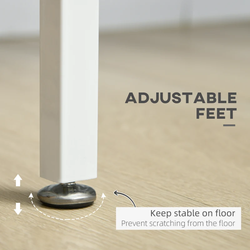 HOMCOM Computer Desk with Storage, 120 x 60cm Home Office Desk with 2 Shelves and Steel Frame, Writing Table for Living Room, Study, White