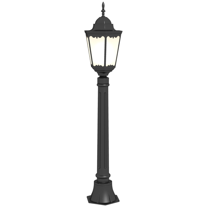 Outsunny Lampe de jardin lampadaire d'extérieur lampe d'extérieur Hongkong abat-jour verre culot E27 aluminium Ø23 x 114H cm noir