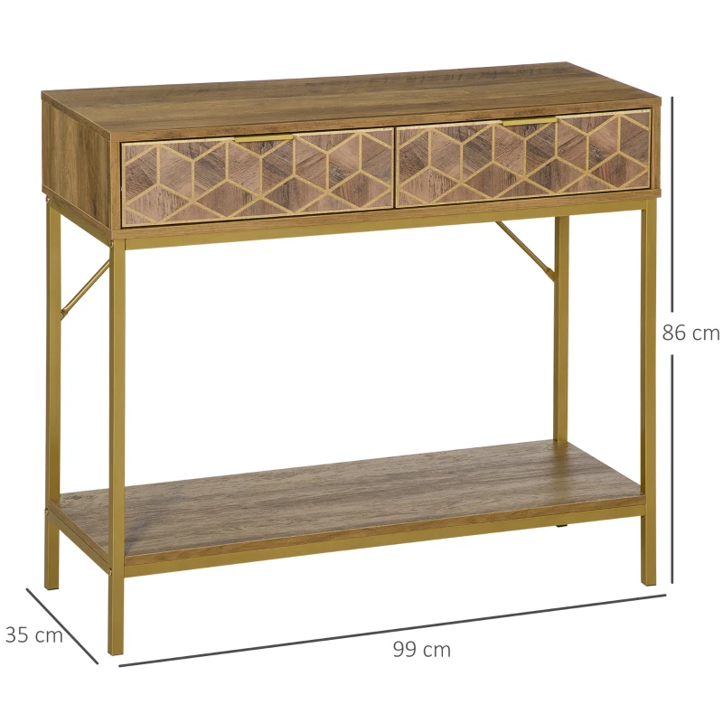 HOMCOM Mobile Consolle da Ingresso con 2 Cassetti e Ripiano in Legno, 99x35x86cm