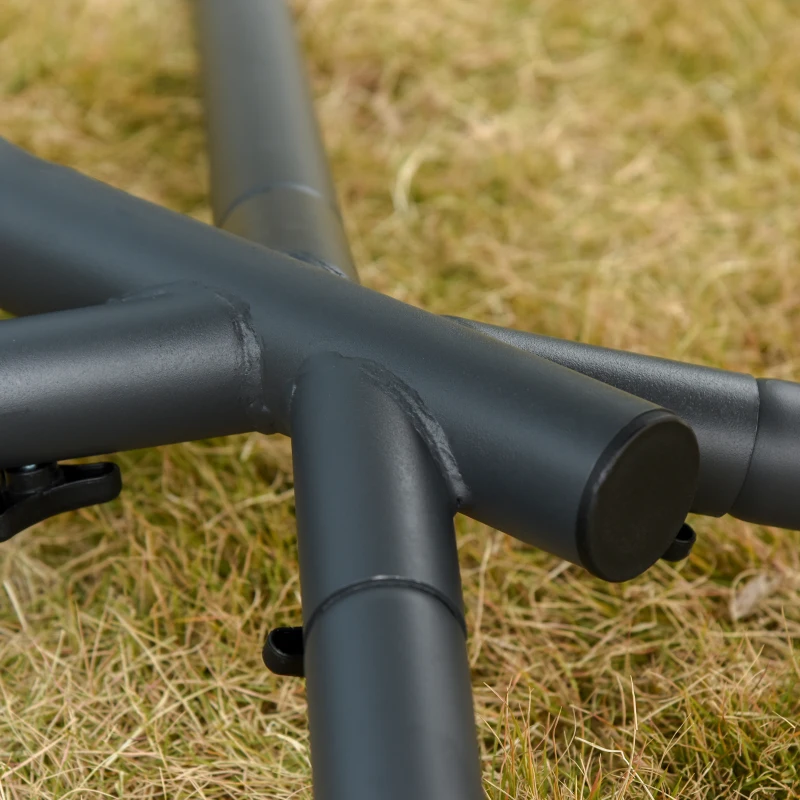 Outsunny Fauteuil suspendu de jardin - chaise hamac résine tressée avec matelas grand confort crème support acier époxy gris