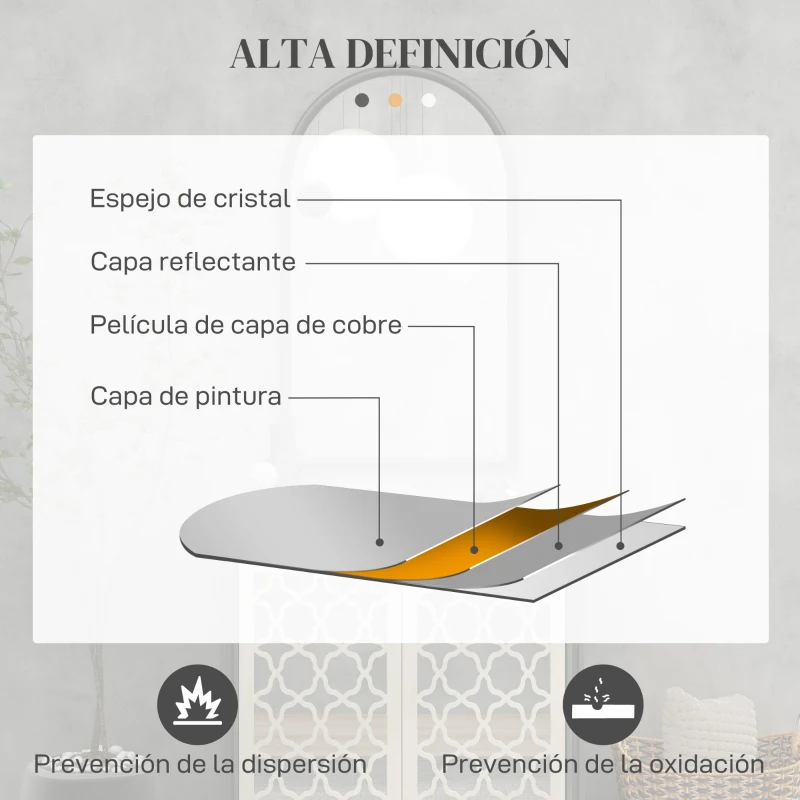 HOMCOM Espejo de Pared 65x110 cm con Marco de Madera en Forma de Ventana Espejo Decorativo para Salón Dormitorio Negro