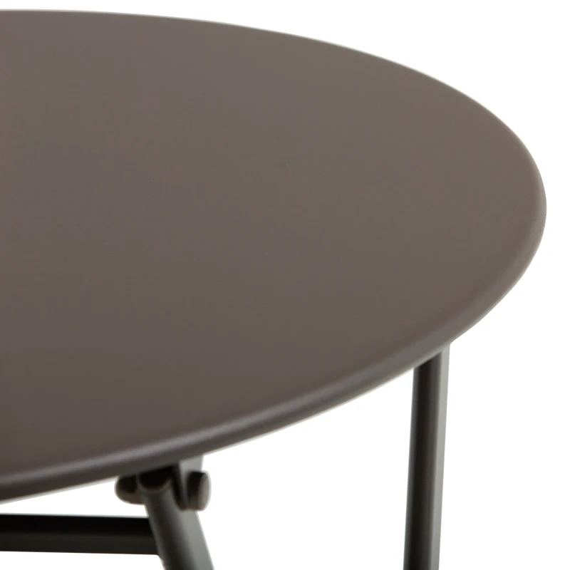 Outsunny Tavolino con Sedie da Giardino Pieghevoli in Acciaio Marrone, Set 3 Pz per Balcone, Terrazzo, Esterno
